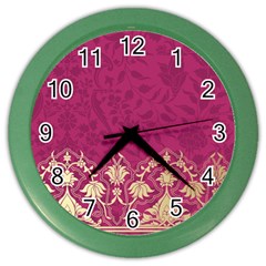 Vintage Pink Texture, Floral Design, Floral Texture Patterns, Color Wall Clock by nateshop