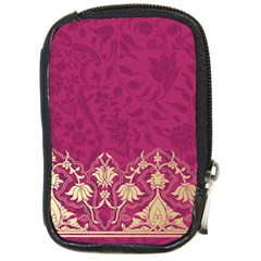 Vintage Pink Texture, Floral Design, Floral Texture Patterns, Compact Camera Leather Case