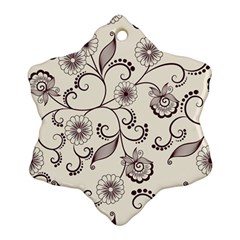 Violet Vintage Background, Floral Ornaments, Floral Patterns Snowflake Ornament (two Sides) by nateshop