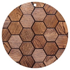 Wooden Triangles Texture, Wooden ,texture, Wooden Uv Print Acrylic Ornament Round by nateshop