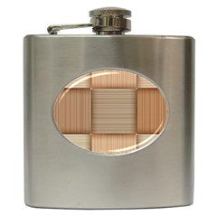 Wooden Wickerwork Textures, Square Patterns, Vector Hip Flask (6 Oz)