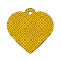 Yellow Floral Pattern Vintage Pattern, Yellow Background, Dog Tag Heart (two Sides) by nateshop