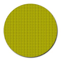 Yellow Lego Texture Macro, Yellow Dots Background Round Mousepad by nateshop