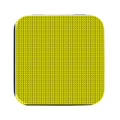 Yellow Lego Texture Macro, Yellow Dots Background Square Metal Box (black)