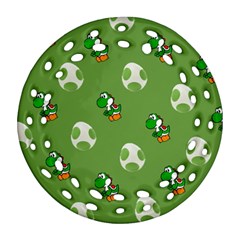 Yoshi Print, Super, Huevo, Game, Green, Egg, Mario Ornament (round Filigree)