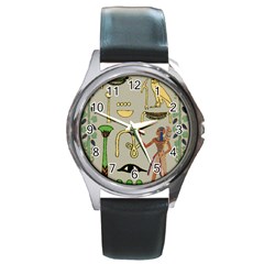 Egyptian Man Artifact Royal Round Metal Watch by Proyonanggan