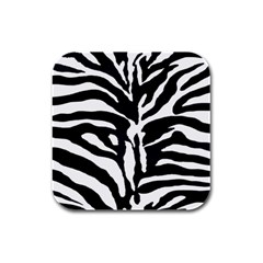 Zebra-black White Rubber Square Coaster (4 Pack) by nateshop