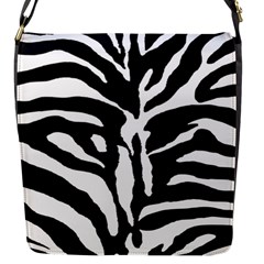 Zebra-black White Flap Closure Messenger Bag (s) by nateshop