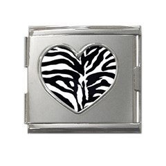 Zebra-black White Mega Link Heart Italian Charm (18mm) by nateshop