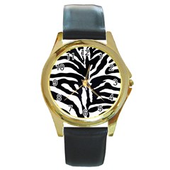 Zebra-black White Round Gold Metal Watch by nateshop