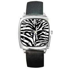 Zebra-black White Square Metal Watch by nateshop