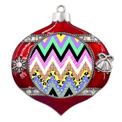 Zigzag-1 Metal Snowflake And Bell Red Ornament by nateshop