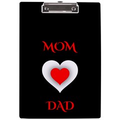 Mom And Dad, Father, Feeling, I Love You, Love A4 Acrylic Clipboard