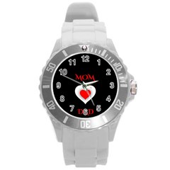 Mom And Dad, Father, Feeling, I Love You, Love Round Plastic Sport Watch (l) by nateshop