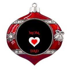 Mom And Dad, Father, Feeling, I Love You, Love Metal Snowflake And Bell Red Ornament by nateshop