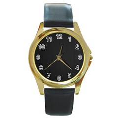Black, Background, Simple Round Gold Metal Watch by nateshop