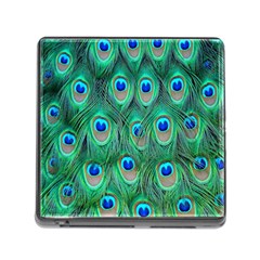 Feather, Bird, Pattern, Peacock, Texture Memory Card Reader (square 5 Slot) by nateshop