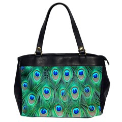 Feather, Bird, Pattern, Peacock, Texture Oversize Office Handbag (2 Sides) by nateshop