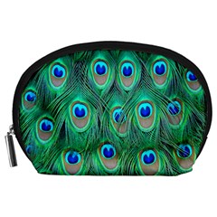 Feather, Bird, Pattern, Peacock, Texture Accessory Pouch (large) by nateshop