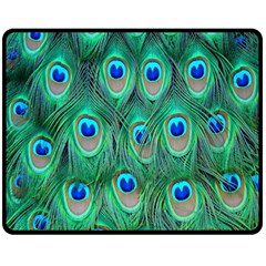 Feather, Bird, Pattern, Peacock, Texture Two Sides Fleece Blanket (medium)