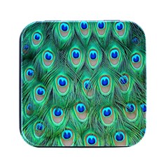 Feather, Bird, Pattern, Peacock, Texture Square Metal Box (black) by nateshop