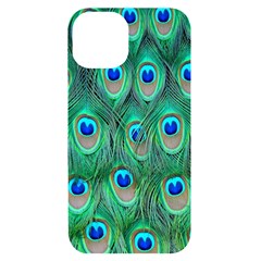 Feather, Bird, Pattern, Peacock, Texture Iphone 14 Black Uv Print Case by nateshop