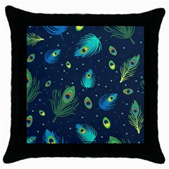 Feather, Bird, Pattern, Throw Pillow Case (black) by nateshop