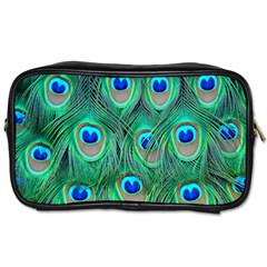 Peacock Feathers, Bonito, Bird, Blue, Colorful, Feathers Toiletries Bag (one Side) by nateshop