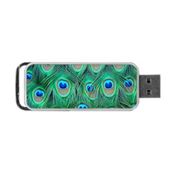 Peacock Feathers, Bonito, Bird, Blue, Colorful, Feathers Portable Usb Flash (one Side) by nateshop