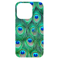 Peacock Feathers, Bonito, Bird, Blue, Colorful, Feathers Iphone 14 Pro Black Uv Print Case by nateshop