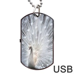 White Feathers, Animal, Bird, Feather, Peacock Dog Tag Usb Flash (two Sides) by nateshop