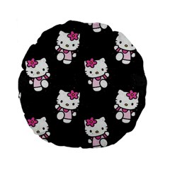 Hello Kitty, Pattern, Supreme Standard 15  Premium Flano Round Cushions