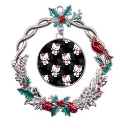 Hello Kitty, Pattern, Supreme Metal X mas Wreath Holly Leaf Ornament by nateshop