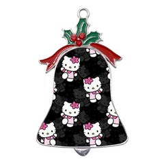 Hello Kitty, Pattern, Supreme Metal Holly Leaf Bell Ornament by nateshop