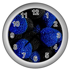 Berry, One,berry Blue Black Wall Clock (silver) by nateshop