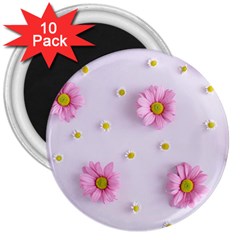 Springpurple Flower On A Purple Background 3  Magnets (10 Pack)  by nateshop