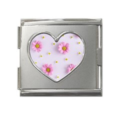 Springpurple Flower On A Purple Background Mega Link Heart Italian Charm (18mm)