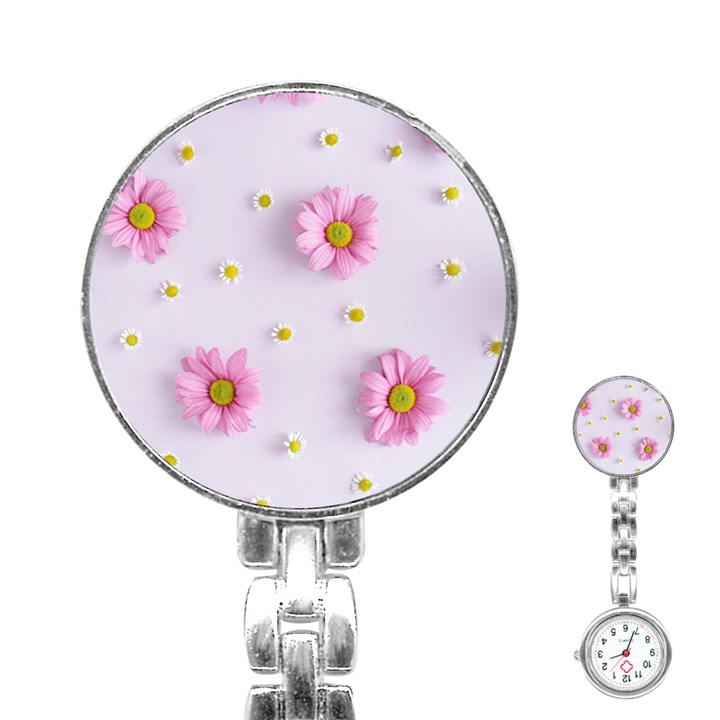 Springpurple Flower On A Purple Background Stainless Steel Nurses Watch