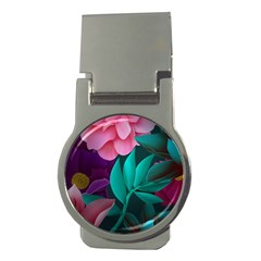 Flowers, Mate, Pink, Purple, Stock Wall Money Clips (round)  by nateshop