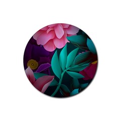 Flowers, Mate, Pink, Purple, Stock Wall Rubber Coaster (round) by nateshop