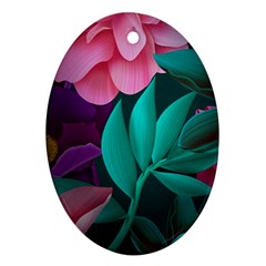 Flowers, Mate, Pink, Purple, Stock Wall Oval Ornament (two Sides)