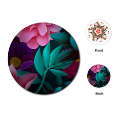 Flowers, Mate, Pink, Purple, Stock Wall Playing Cards Single Design (round) by nateshop