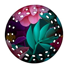 Flowers, Mate, Pink, Purple, Stock Wall Round Filigree Ornament (two Sides)