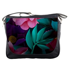 Flowers, Mate, Pink, Purple, Stock Wall Messenger Bag by nateshop