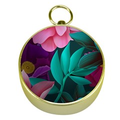 Flowers, Mate, Pink, Purple, Stock Wall Gold Compasses by nateshop