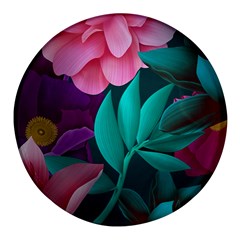 Flowers, Mate, Pink, Purple, Stock Wall Round Glass Fridge Magnet (4 Pack) by nateshop