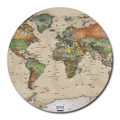 Vintage World Map Aesthetic Round Mousepad