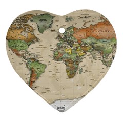 Vintage World Map Aesthetic Ornament (heart)