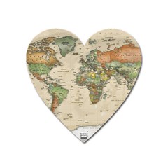 Vintage World Map Aesthetic Heart Magnet