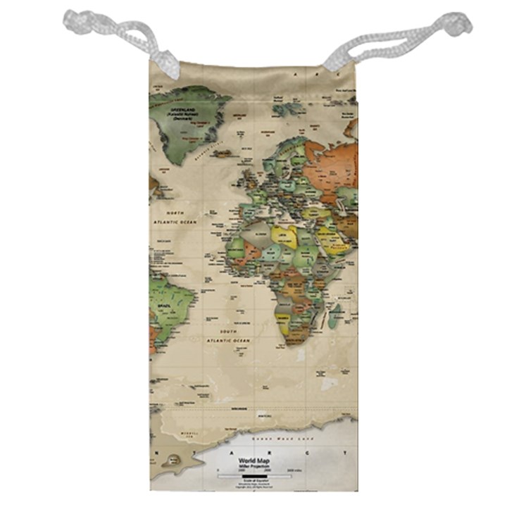 Vintage World Map Aesthetic Jewelry Bag